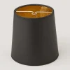 5" Black Paper Chandelier Shade with Gold Moire Lining