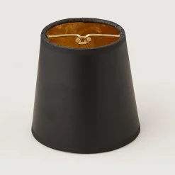 4" Black Paper Chandelier Shade with Gold Moire Lining