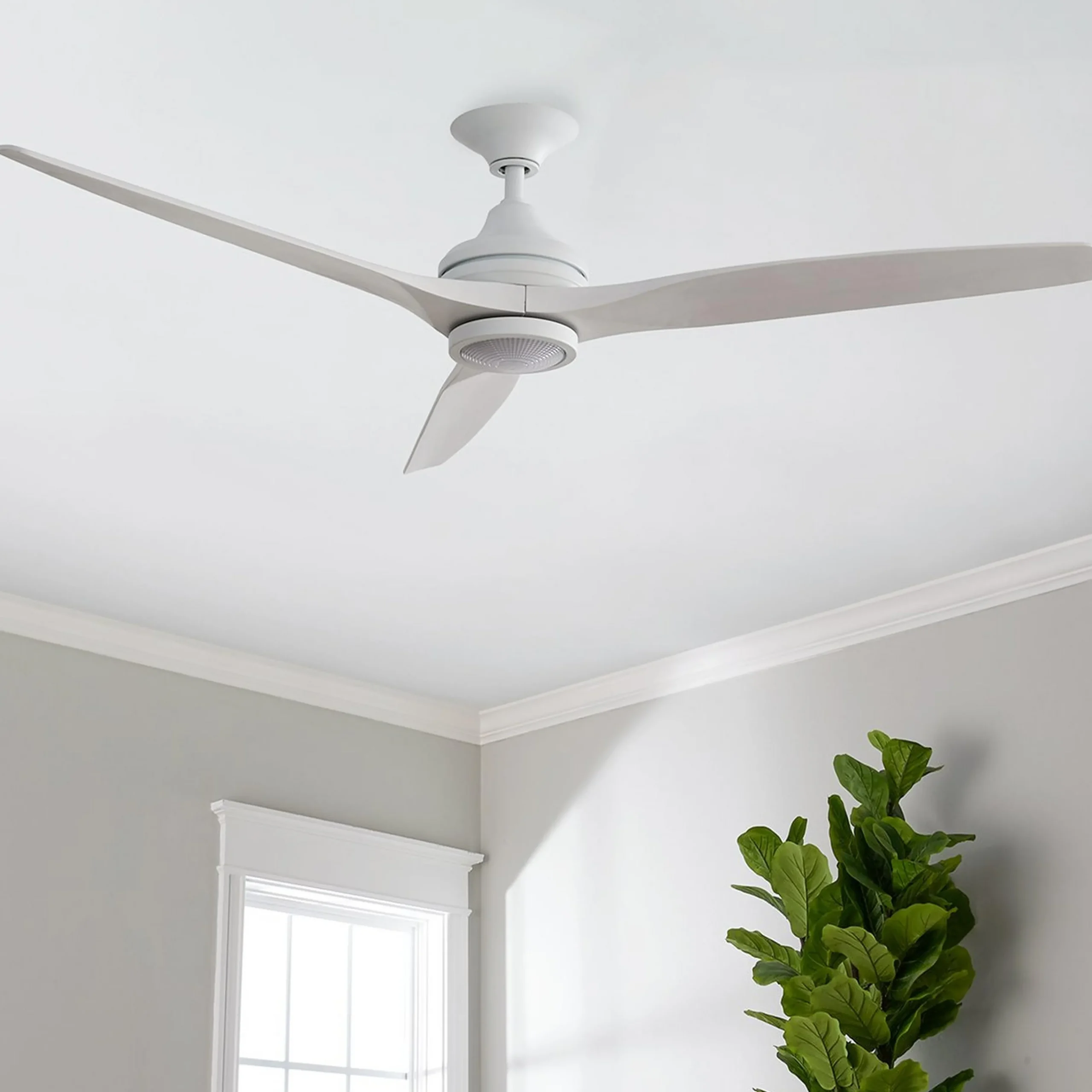 60" Indoor / Outdoor Metal and Wood LED Ceiling Fan