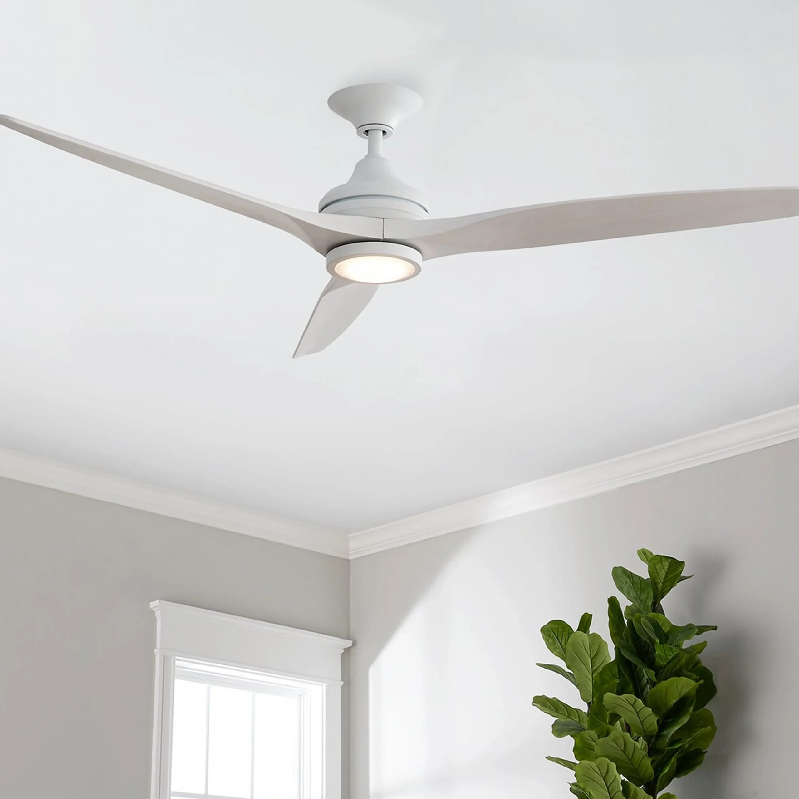 60" Indoor / Outdoor Metal and Wood LED Ceiling Fan