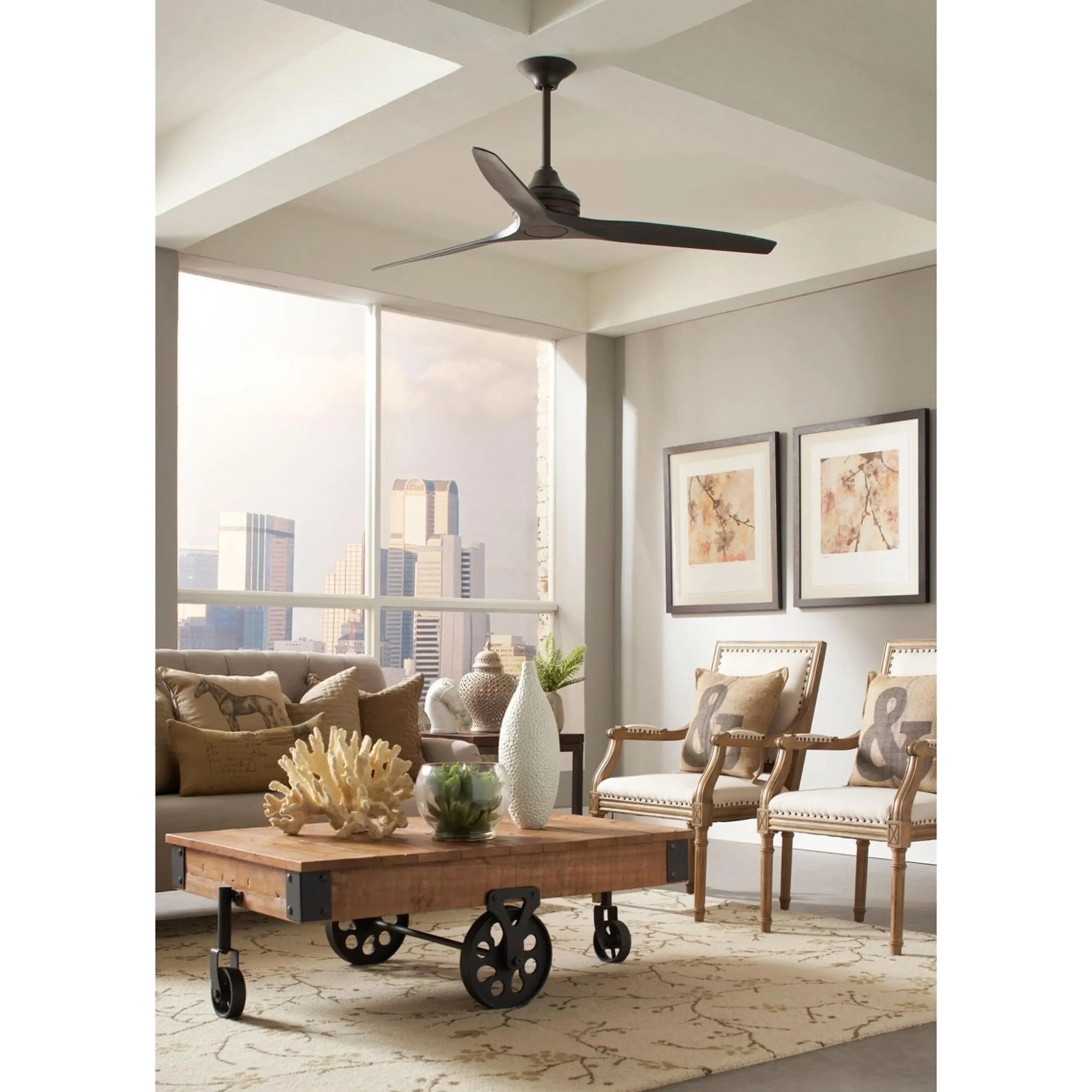 48" Indoor / Outdoor Metal and Wood Ceiling Fan