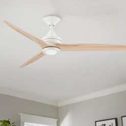 60" Indoor / Outdoor Metal and Wood LED Ceiling Fan