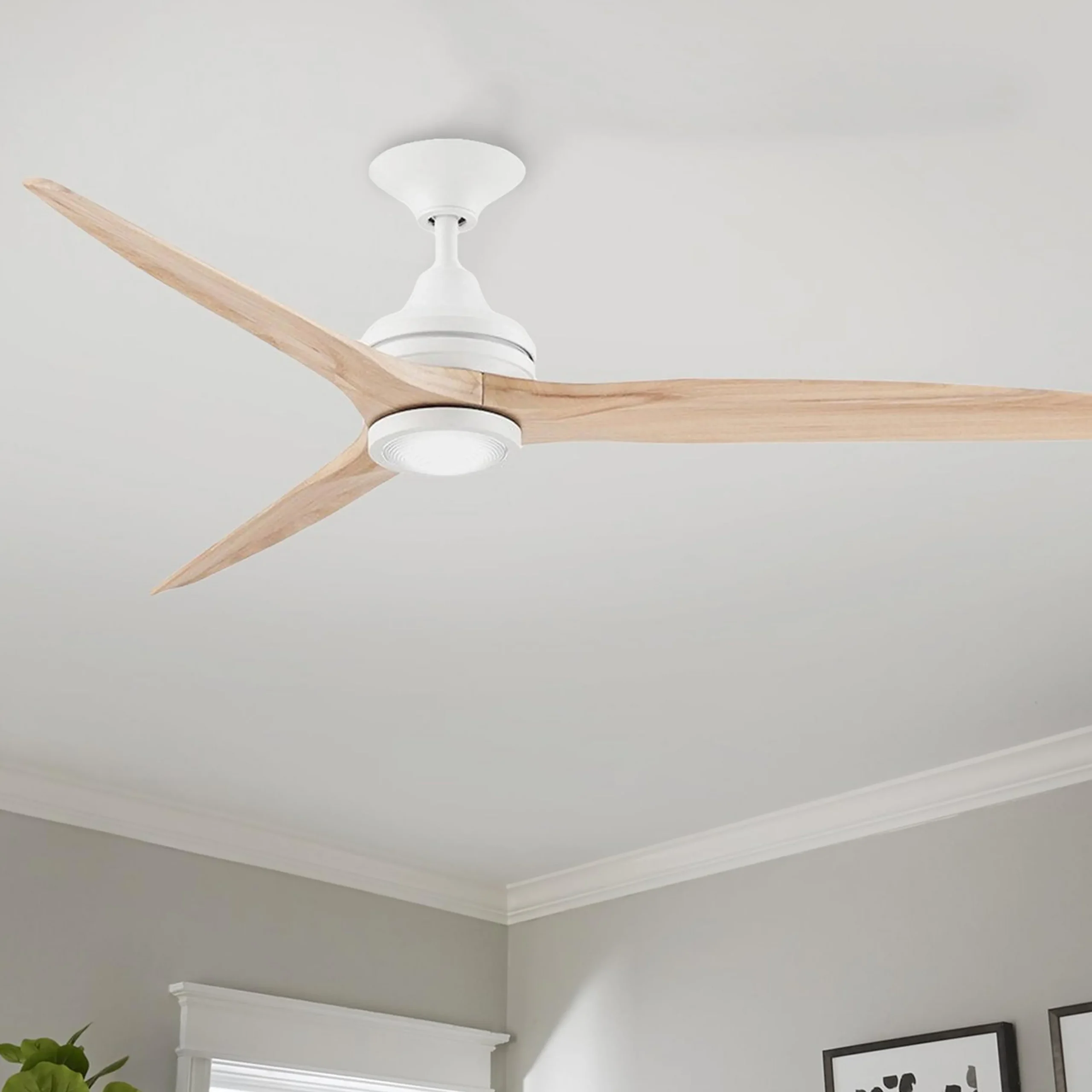 60" Indoor / Outdoor Metal and Wood LED Ceiling Fan