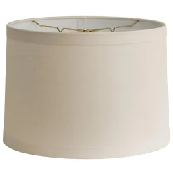 15" Linen Drum Lampshade Wide Band Trim