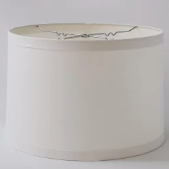 17" Linen Drum Lampshade Wide Band Trim