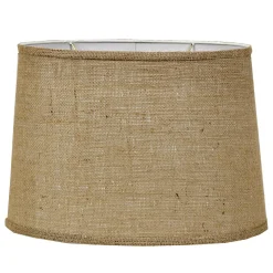 14" Natural Burlap Oval Drum Shade