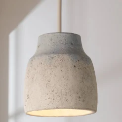 Antiqued Gray and Blue Cement Pendant - Large