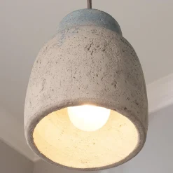 Antiqued Gray and Blue Cement Pendant - Small