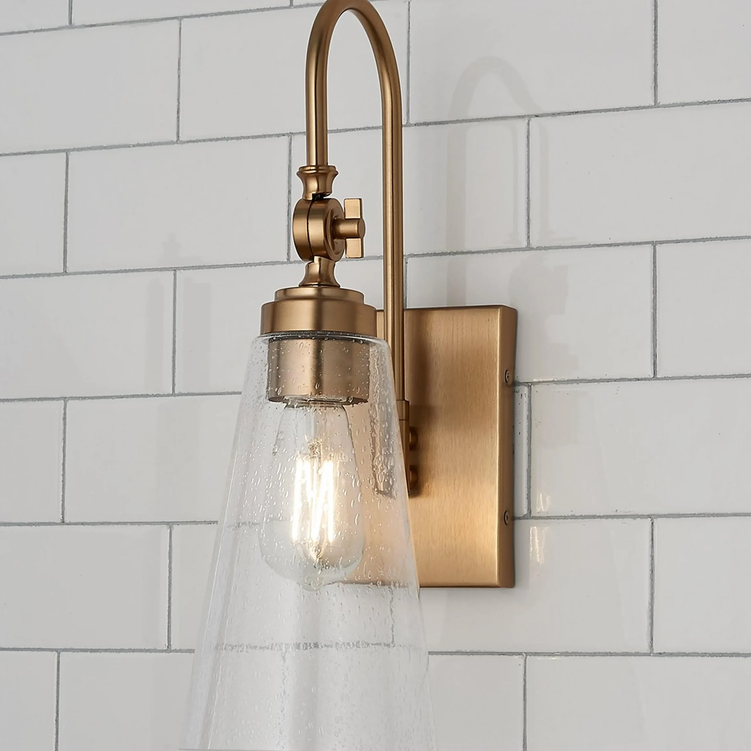 Arched Neck Tapered Glass Wall Light