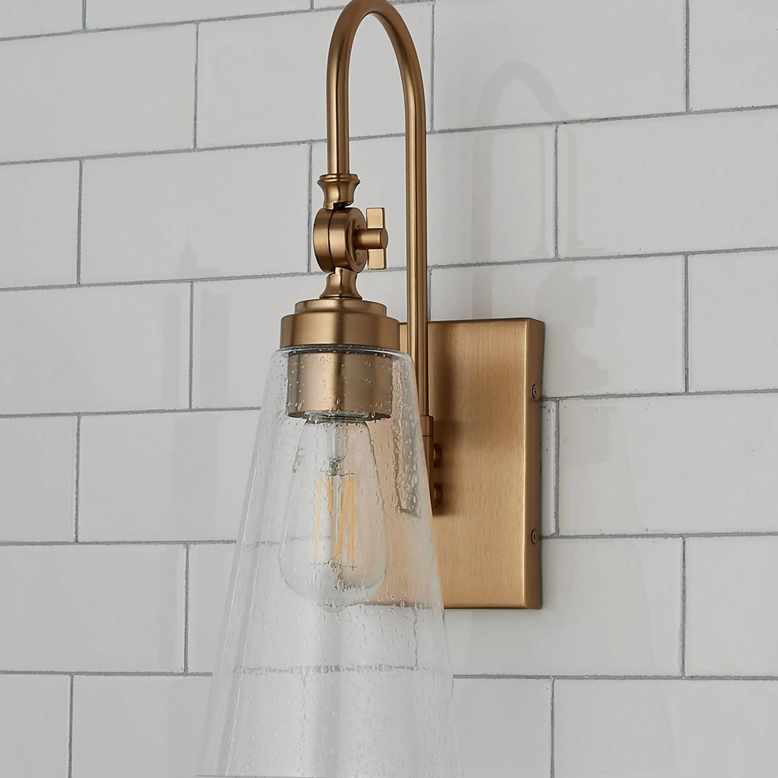 Arched Neck Tapered Glass Wall Light