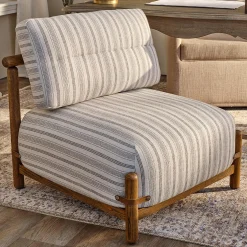 Armless Ticking Stripe Accent Chair