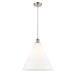 Arthur Cone Pendant - Large - White Glass