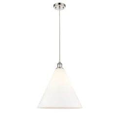 Arthur Cone Pendant - Large - White Glass