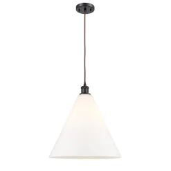 Arthur Cone Pendant - Large - White Glass