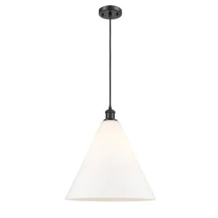 Arthur Cone Pendant - Large - White Glass