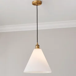 Arthur Cone Pendant - Small - White Glass