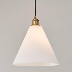 Arthur Cone Pendant - Small - White Glass