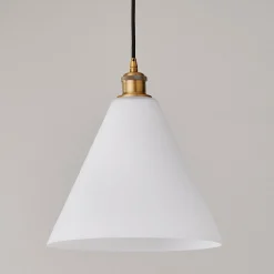 Arthur Cone Pendant - Small - White Glass