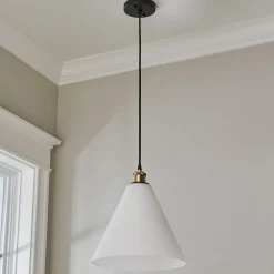 Arthur Cone Pendant - Small - White Glass