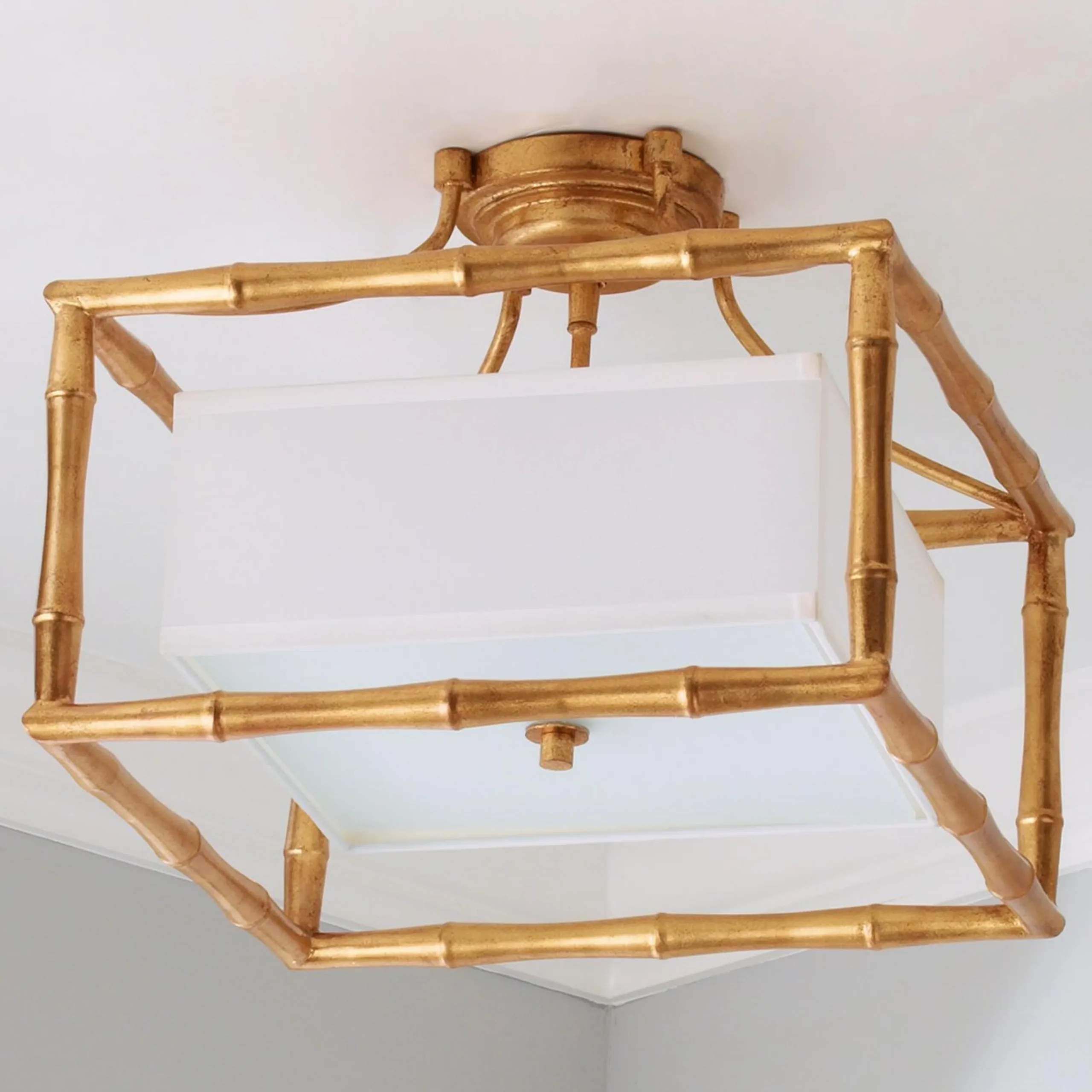 Bamboo Square Semi-Flush Ceiling Light