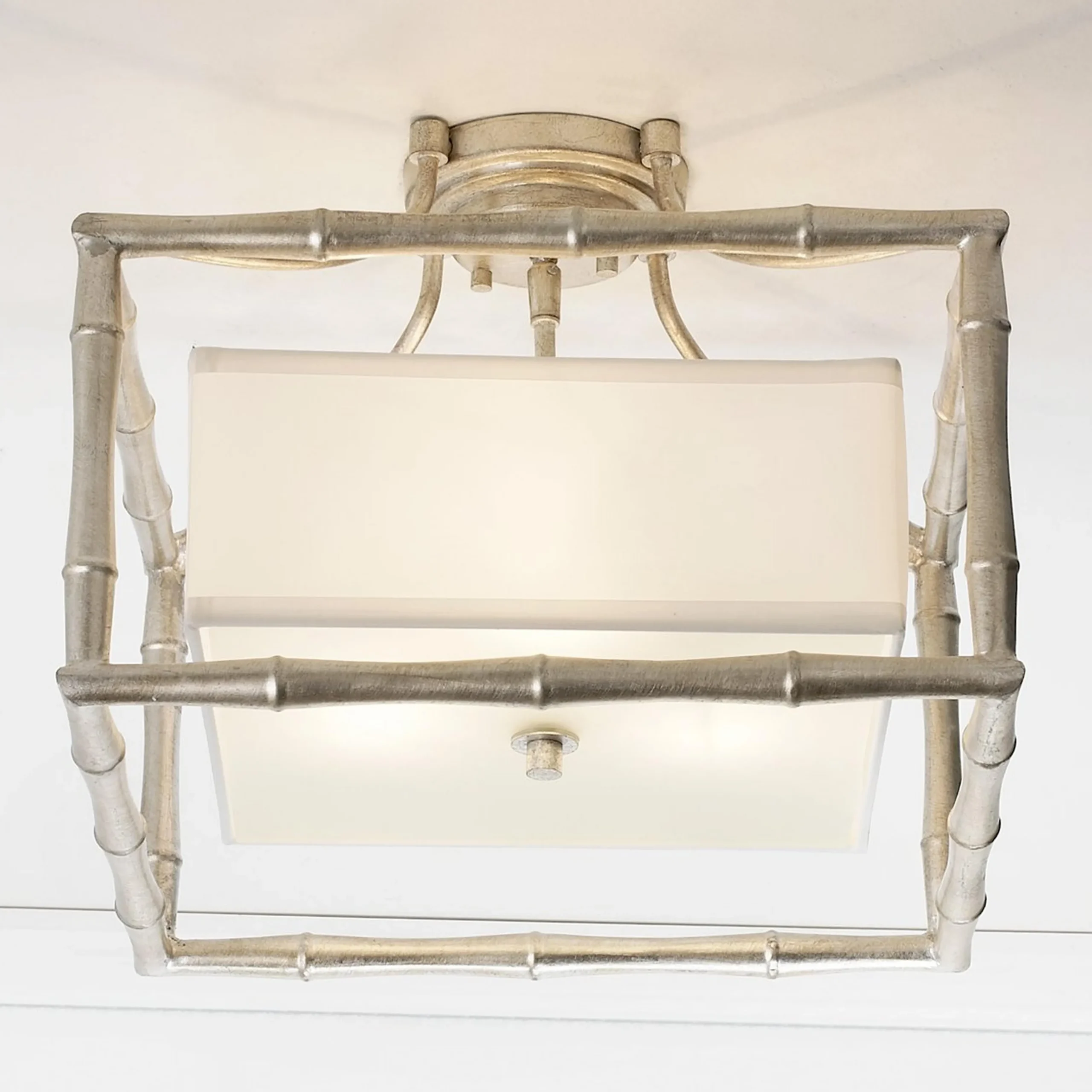 Bamboo Square Semi-Flush Ceiling Light