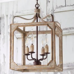 Boho Rustic Cube Chandelier - Small