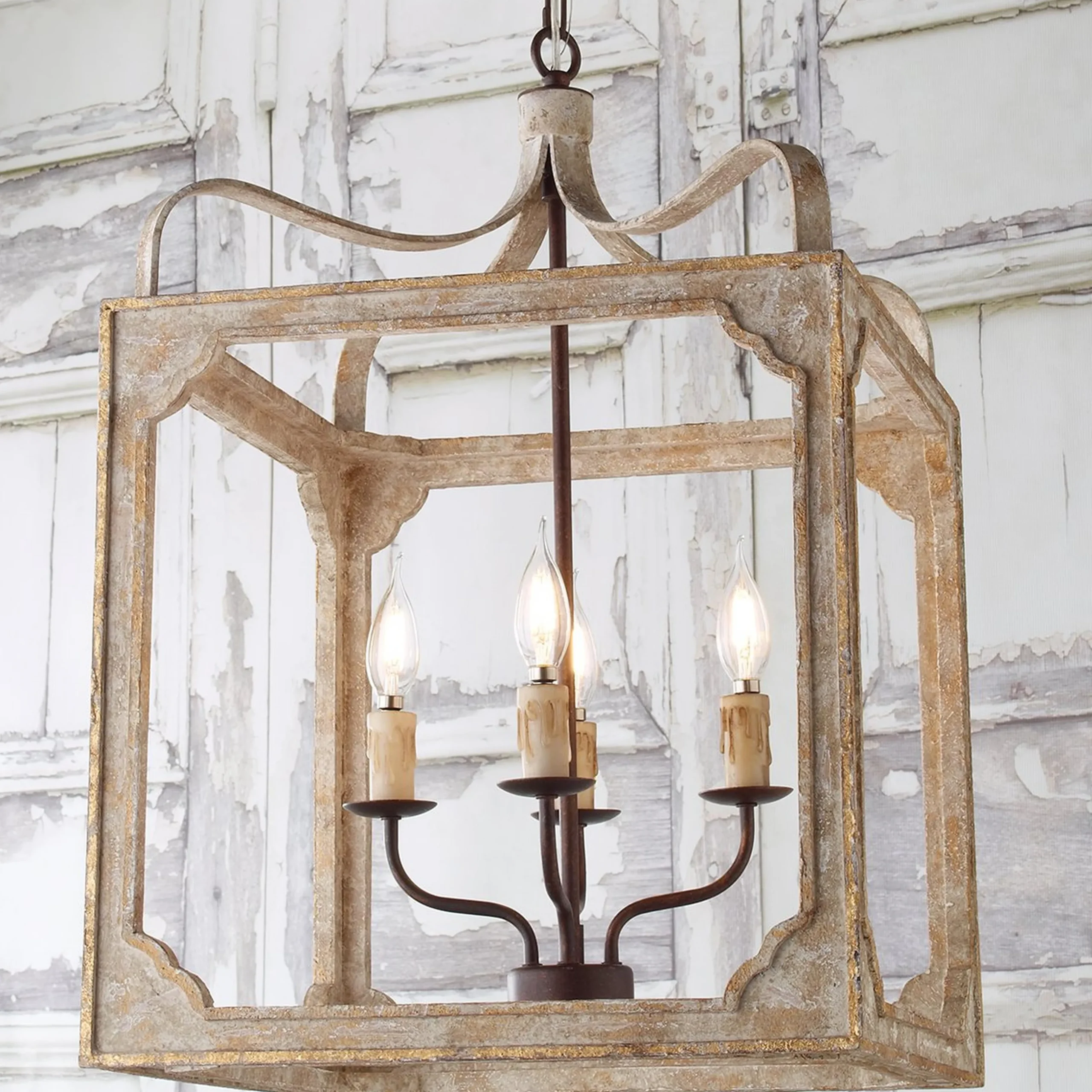 Boho Rustic Cube Chandelier - Large