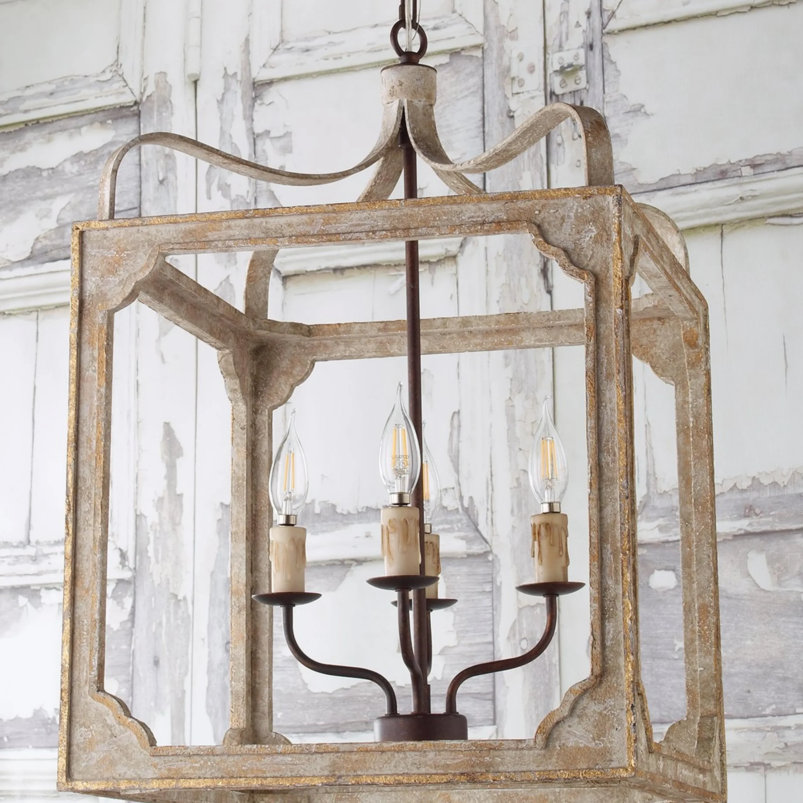 Boho Rustic Cube Chandelier - Large