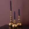 Brass Bauble Candlesticks - Set of 3