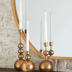 Brass Bauble Candlesticks - Set of 3