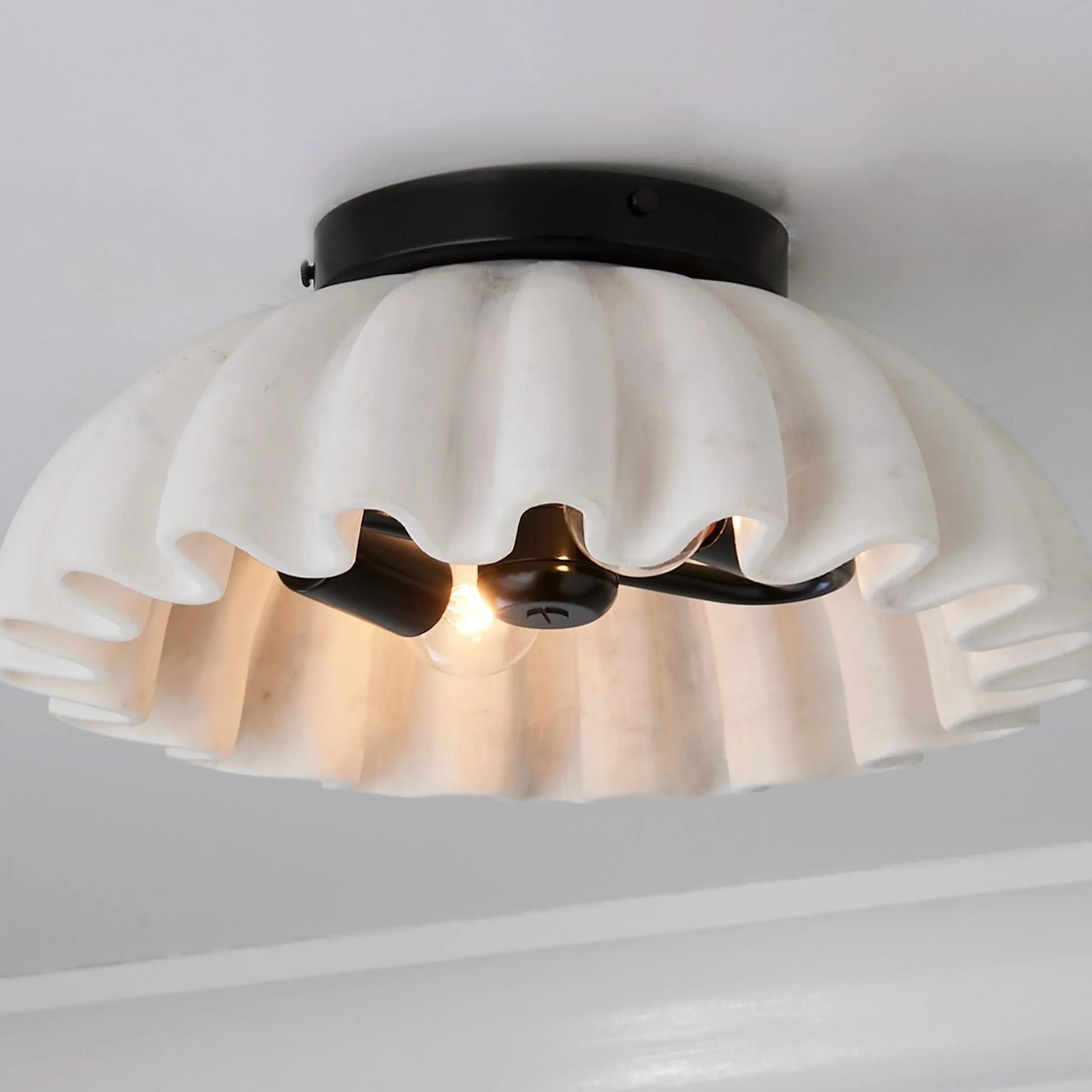 Carved Marble Ruffle Ceiling Light
