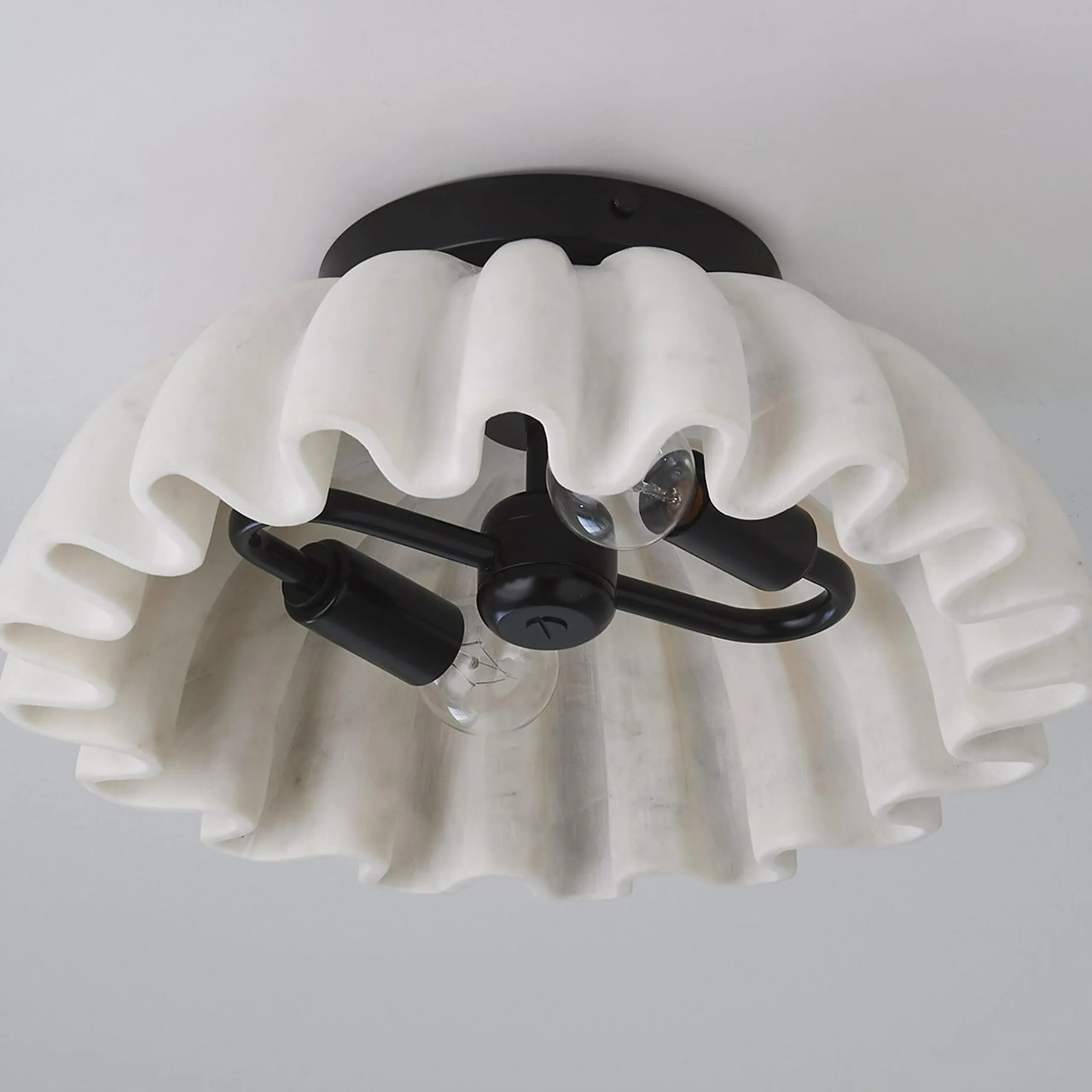 Carved Marble Ruffle Ceiling Light