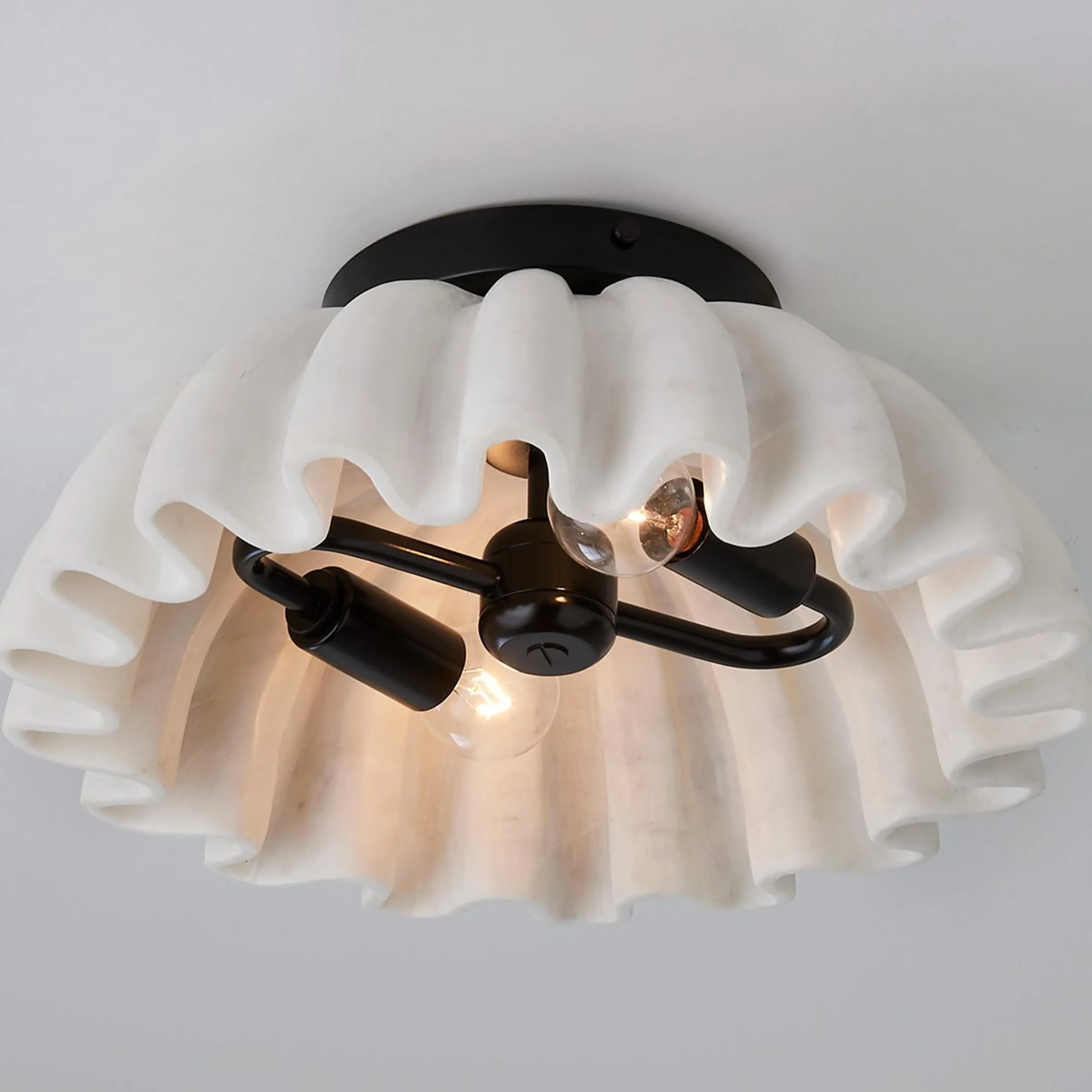 Carved Marble Ruffle Ceiling Light