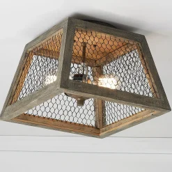 Chicken Wire Square Shade Ceiling Light