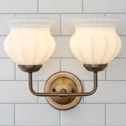 Chris Loves Julia Marlo Vanity Light - 2 Light - Milk Glass