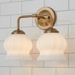 Chris Loves Julia Marlo Vanity Light - 2 Light - Milk Glass