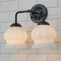 Chris Loves Julia Marlo Vanity Light - 2 Light - Milk Glass