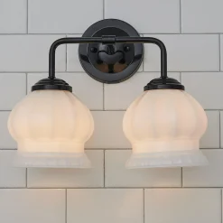 Chris Loves Julia Marlo Vanity Light - 2 Light - Milk Glass