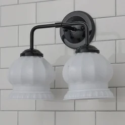 Chris Loves Julia Marlo Vanity Light - 2 Light - Milk Glass