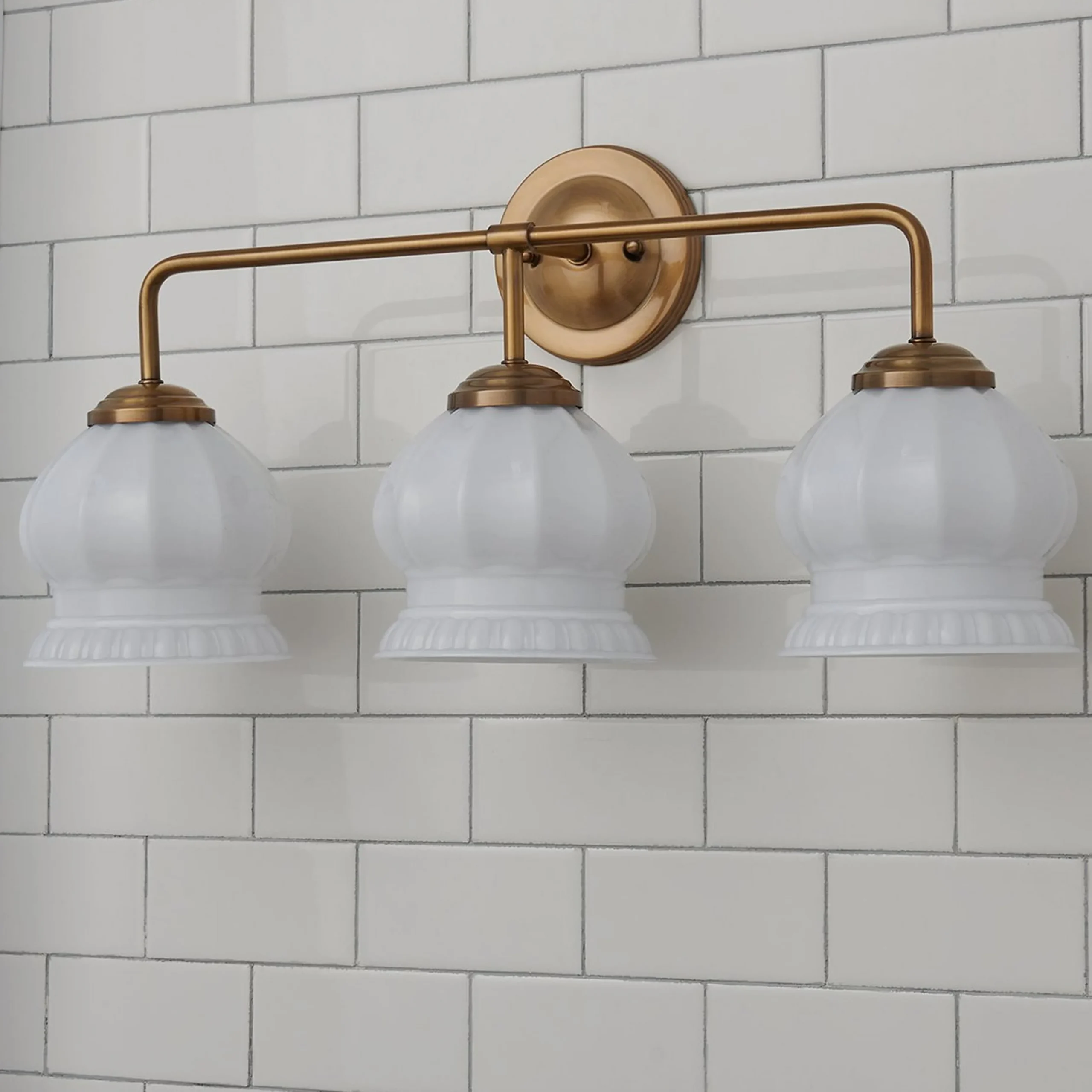 Chris Loves Julia Marlo Vanity Light - 3 Light - Milk Glass
