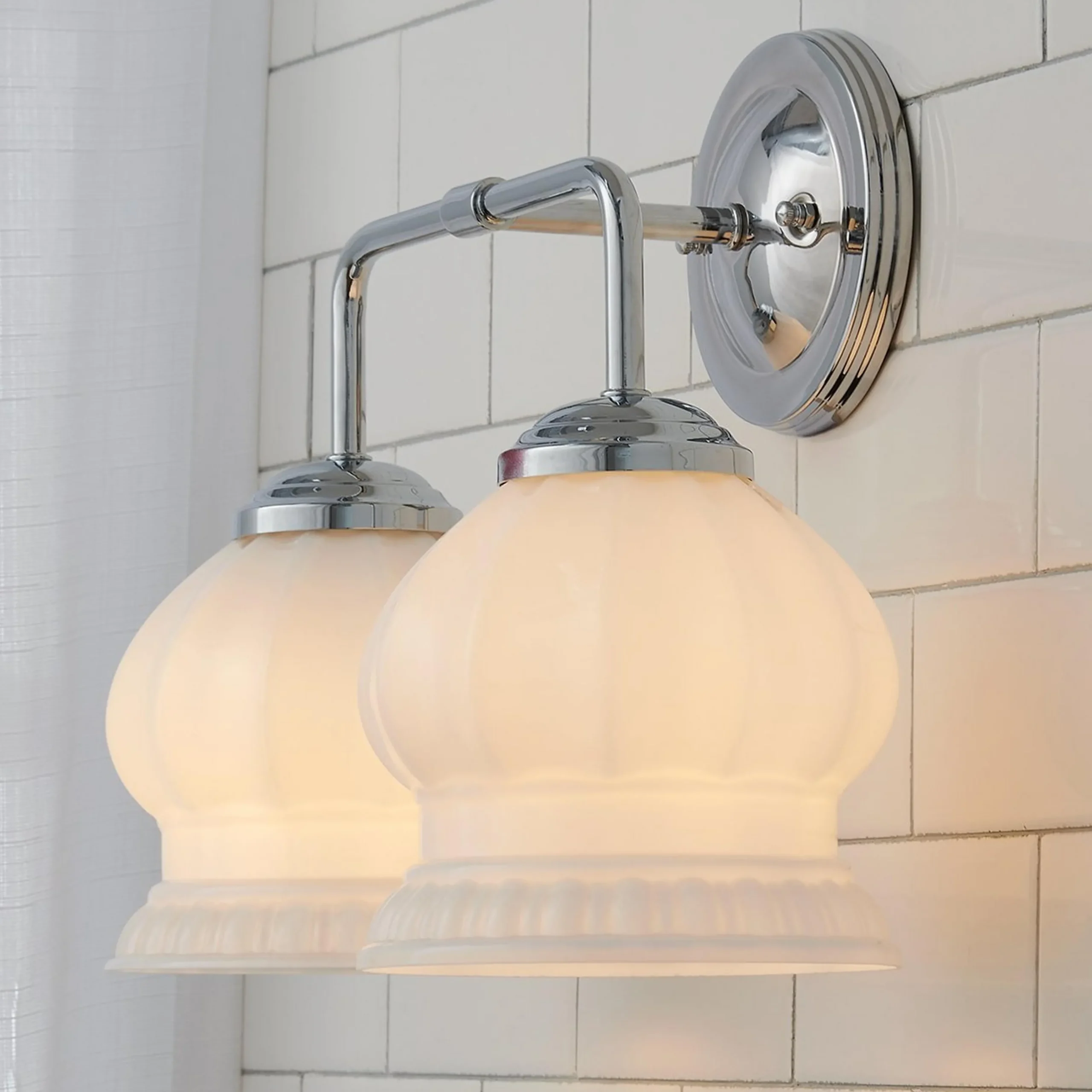 Chris Loves Julia Marlo Vanity Light - 2 Light - Milk Glass