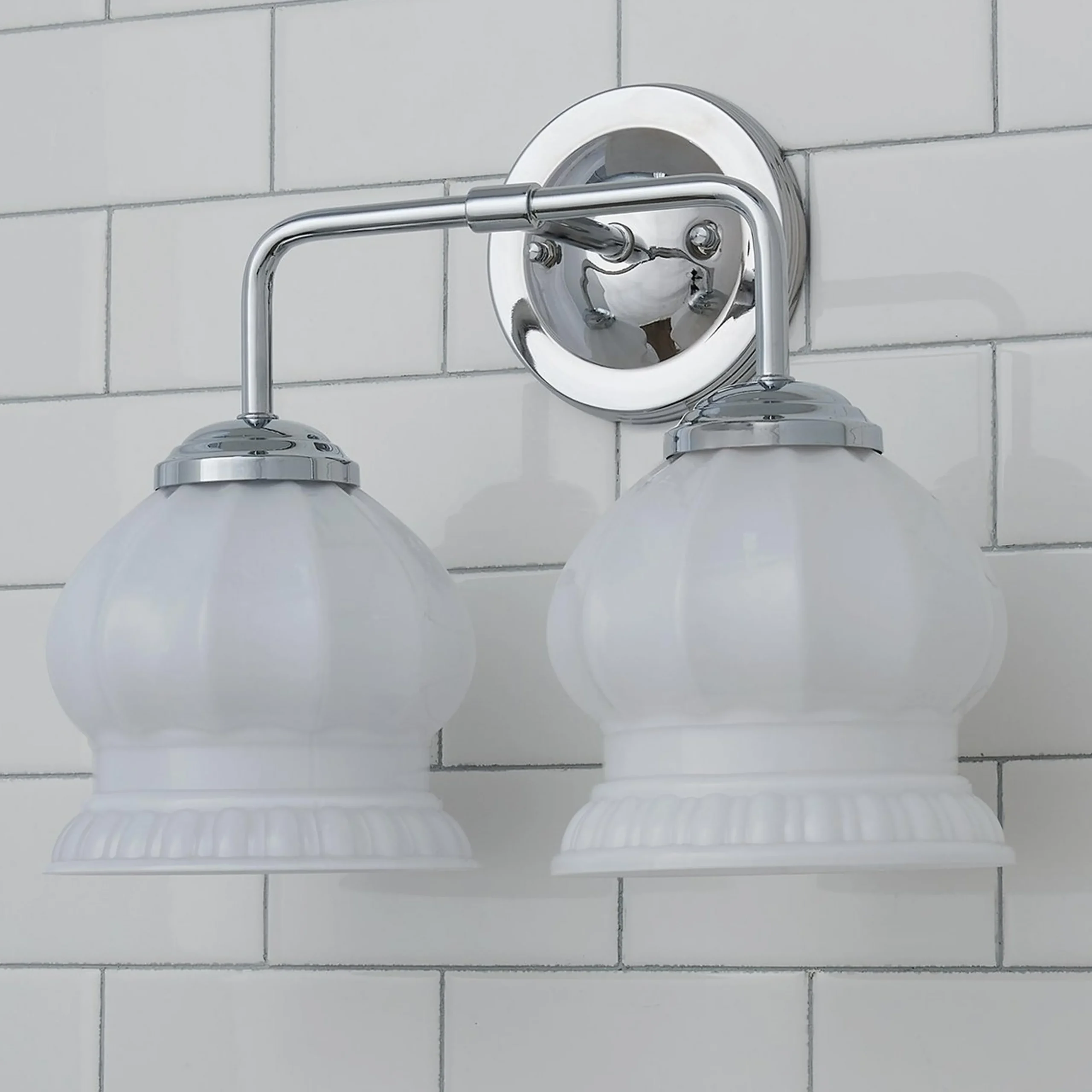 Chris Loves Julia Marlo Vanity Light - 2 Light - Milk Glass
