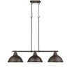 Classic Dome Metal Island Chandelier - 3 Light