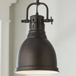Classic Dome Shade Pendant Light with Rod - Small