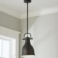 Classic Dome Shade Pendant Light with Rod - Small