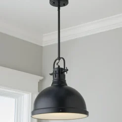 Classic Dome Shade Pendant Light with Rod - Large