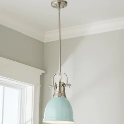 Classic Dome Shade Pendant Light with Rod - Small