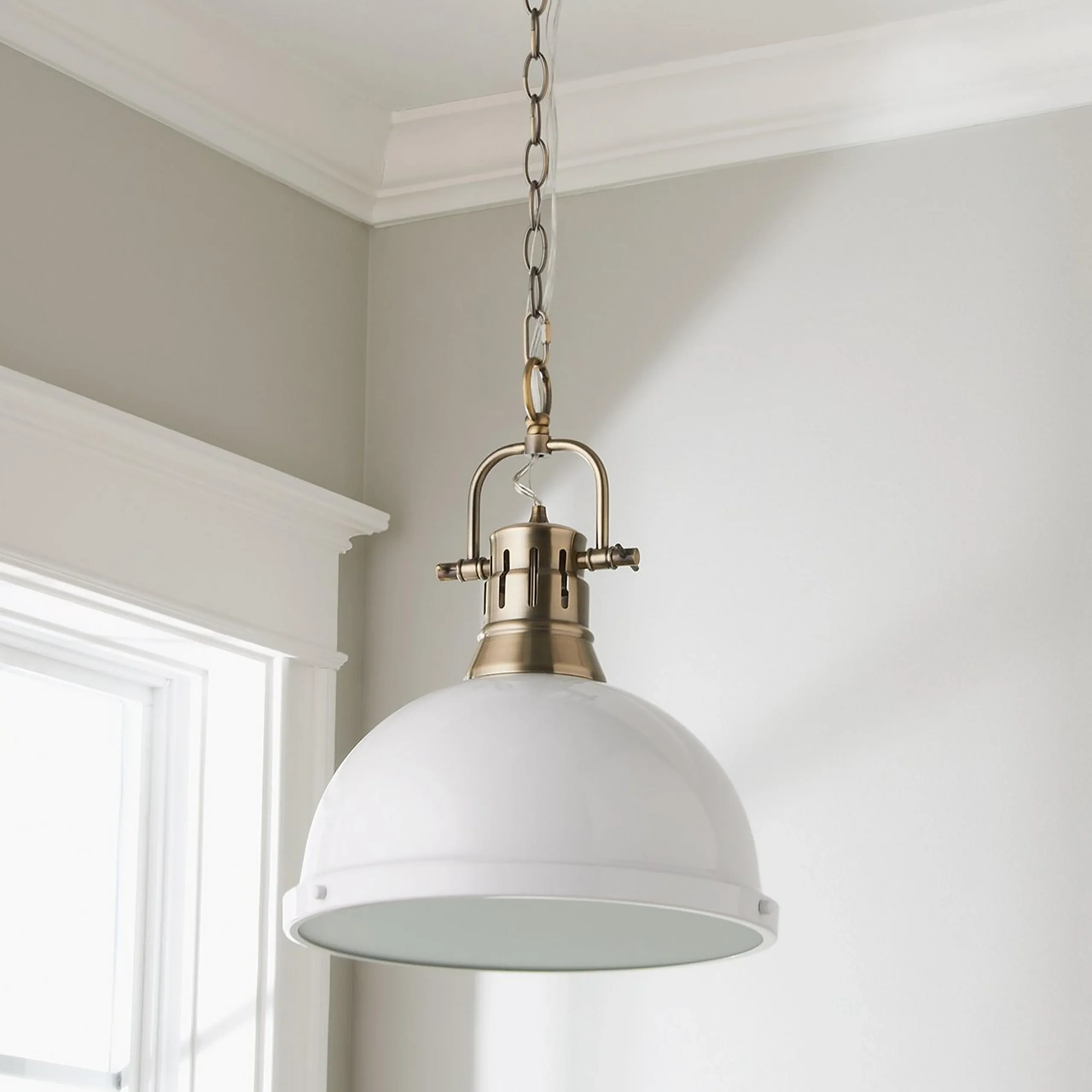 Classic Dome Shade Pendant Light with Chain - Large