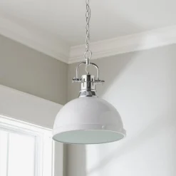Classic Dome Shade Pendant Light with Chain - Large