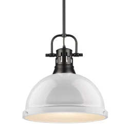 Classic Dome Shade Pendant Light with Rod - Large